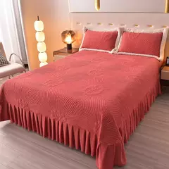 Colcha de casal luxuosa cama de verão 150 nova cor sólida reversível colcha e fronha leite velo coreano capa de cama algodão - loja online