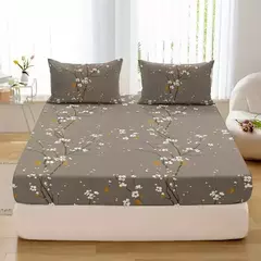 Plum Blossom Elástico Lençol, Lençol, Fronhas * 2, Sem PillowCore, Colchão de Proteção, 100% Poliéster, 3 Pcs - Wolf Magazine
