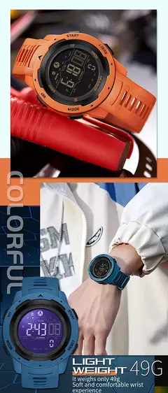 Relógio de pulso masculino Sanda, 50m à prova d'água, led, digital, militar, esportes, pedômetro, calorias, marca, 2145 - loja online