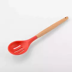 Imagem do Produto comestível antiaderente silicone utensílios de cozinha turner espátula colher de madeira lidar com prático ferramenta de cozinha utensílios de cozinha