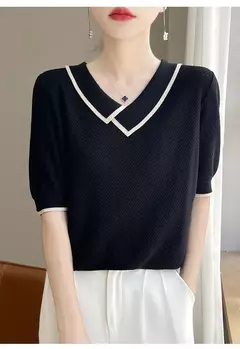 Camisa polo de malha de manga curta 100% lã pura, camiseta casual de lapela, camisa retrô fina, verão, 2024 - Wolf Magazine