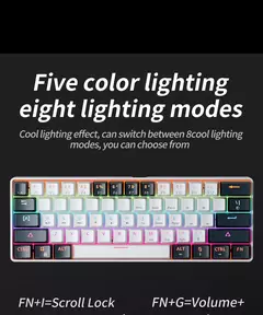 Imagem do MUCAI-MK61 USB Teclado Mecânico Gaming, Interruptor Vermelho, RGB Backlit, Hot Swappable, 61 Chaves, Com Fio, Cabo Destacável