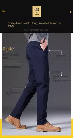 KUBRO-Calças de tecido fosco elástico para homens, calças formais, terno social, traje casual, primavera, outono, 2023 - loja online