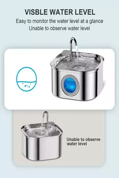 Alimentador de água para animais de estimação, aço inoxidável, 3,2l, fonte automática para gatos, dispensador de água inteligente para cães, janela visual, tigela, acessórios para animais de estimação - loja online