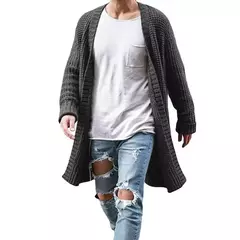 Cardigã de malha de algodão masculino, suéteres finos de manga comprida, outwear masculino monocromático, casaco quente, moda casual, novo, outono, inverno