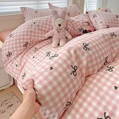 Conjunto de cama para meninas, capa de edredão, folha plana, fronha, sem enchimento, roupa de cama, macia, gêmea, completa, queen size, 3, 4pcs - Wolf Magazine