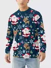 Feliz Natal camiseta de manga longa masculina, estampa 3D, padrão engraçado de Papai Noel, tamanho grande, tops, roupas