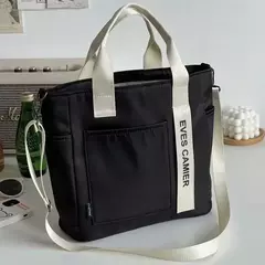 Bolsa de lona impermeável para aluna, grande capacidade, bolsa de ombro, nylon, simples, moda, sacos do mensageiro, sacola casual, novo, 2024