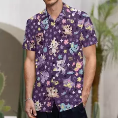 Imagem do Camiseta havaiana masculina de manga curta, estampa de ovelha 3D, roupas de praia soltas, camisas grandes, verão