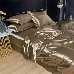 Conjunto De Cama De Luxo Com Capa De Edredão, 100% Seda, Duplo King e Queen Size, Conjuntos De Roupa De Cama, Kit De Capa De Cama, 4PCs