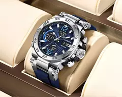 LIGE-Relógio de pulso impermeável LCD Dual Display masculino, relógios esportivos, despertador, militar, quartzo, novo, 50m - comprar online