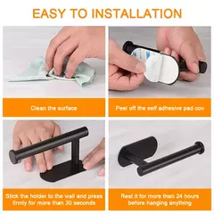 Aço inoxidável de parede Toilet Paper Holder, sem perfuração, Toalha Roll Dispenser, Banheiro e Cozinha, Aço Inoxidável SUS304 - comprar online