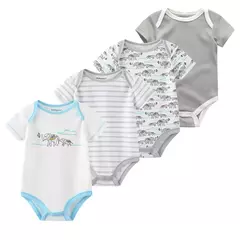 Macacão de algodão estampado para recém-nascidos, macacão manga curta, roupas de bebê menino e menina, 0-12m, 4 peças, verão na internet