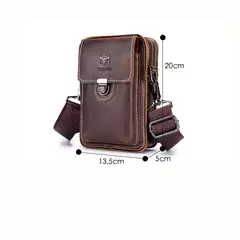 BULLCAPTAIN-Pacotes de Cintura de Couro Genuíno para Homens, Cinto Casual, Bolsa de Telefone Móvel 100% Couro Pequena Bolsa de Ombro - Wolf Magazine