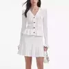 Vestido feminino de malha com decote em v longo, cintura oca, borda auricular de madeira, elástico, fino, curto, alta qualidade, nova moda, verão, Y2K