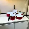 Conjunto 6 Panelas Antiaderente Revestimento Cerâmico com Tampa de vidro Temperado Santiago (Vermelho)