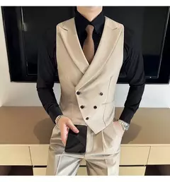 Blazers colete de peito duplo masculino, terno casual slim fit masculino, colete de ajuste de alta qualidade, roupas de marca primavera, 2023 € - comprar online
