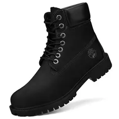 Botas de couro de cano alto masculinas, sapatos quentes de pelúcia masculina, tênis ao ar livre com renda, botina antiderrapante, moda inverno - Wolf Magazine