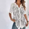 Temperamento casual rendas mulher camisa moda solta camisa mulher elegante manga curta blusa férias fim de semana
