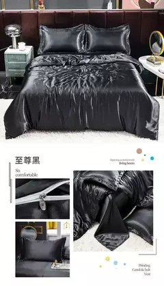 Mulberry Silk Bedding Set, capa de edredão, lençol, fronha, lençol de cetim luxo, cor sólida, rei, rainha, completo, Twin Size - loja online
