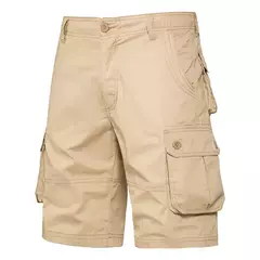 Calções de algodão de bolso múltiplo masculino, macacão de cor sólida de alta qualidade, casual ao ar livre, calças curtas esportivas, novo verão