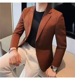 Casaco de peito único masculino, blazer slim fit, blazers grandes, casacos elegantes de luxo, outwear casual coreano para casamento - loja online