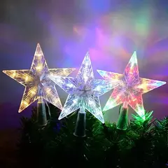 Lâmpada LED para árvore de natal, enfeites de estrelas, decorações para casa, árvores de natal, ano novo 2024