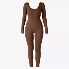Macacões de uma peça femininos de manga comprida macacão esportivo roupas de ginástica alta elástica ciclismo musculação bodysuit feminino - loja online