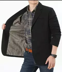 Blazer de algodão solto extragrande masculino, jaqueta casual, outerwear masculino - Wolf Magazine
