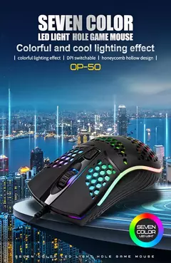Cabo com fio jogos 7 respiração led luz traseira do mouse óptico usb computador escavado para fora ratos computador portátil desktop 4d pc uso doméstico escritório - Wolf Magazine
