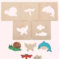 Estênceis de pintura de madeira para crianças, Brinquedos Montessori, Brinquedos de desenho, Aprendizagem Educacional, Presente Infantil, DIY, 20pcs - comprar online