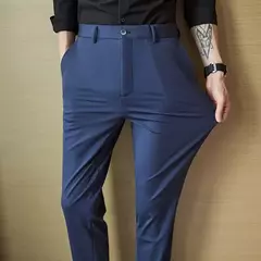 Calça elástica de seda gelada masculina, alta qualidade, respirável, casual, de negócios, escritório, social, primavera, verão, 2022 - comprar online