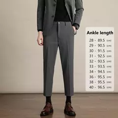 Calça casual justa masculina, cortina avançada, terno formal grosso para escritório, preto, marrom, cinza, azul, outono e inverno - Wolf Magazine