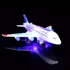 Brinquedo eletrônico do avião com música, piloto automático Flash Sound Aircraft, avião de rotação automática, presente educativo para crianças - loja online