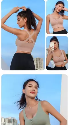 Imagem do Sutiãs esportivos apertados para ioga para mulheres, sutiã com zíper fitness,