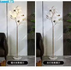 Ginkgo Leaf Lâmpada de assoalho decorativa para sala de estar, lâmpada vertical nórdica, lâmpada de cabeceira simples, personalidade criativa, moderna - comprar online