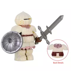 Cavaleiro de cebola medieval, minifigura de armadura de cavaleiro preto detalhada com blocos de construção de escudo intercambiáveis na internet