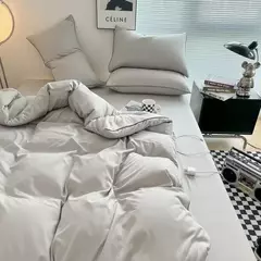 Conjunto de cama de cor preta para adultos, estilo simples, lençóis duplos, solteiro, rainha, capa de cama king, cama lisa - loja online