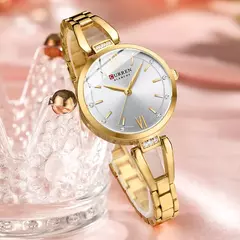 Imagem do Curren-Relógio de luxo para mulheres, alta qualidade, diamante, senhoras, quartzo, impermeável, aço inoxidável, caixa incluída