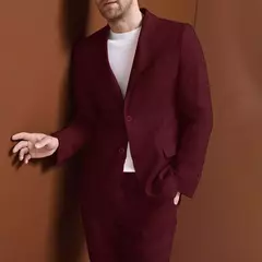 Imagem do Fato elegante de casamento completo masculino, conjunto de roupa de linho masculino, trajes masculinos, formal e clássico, 2 peças