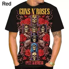 Homens e mulheres em 3D impresso T-shirts, Guns N Roses, Rock Band, Skull Streetwear, personalizado mais camisa, verão, novo - loja online