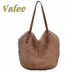 Bolsa de praia de palha feminina, bolsa de ombro grande para férias, bolsa macia, verão