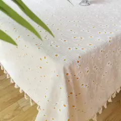 Toalha De Mesa De Mistura De Algodão Impresso Floral, Lavável Farmhouse Table Cover, Bege, Festa De Casamento, Sala De Estar, Decoração Do Chuveiro Do Bebê - Wolf Magazine