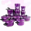 Panelas Roxo Verniz 5 Pçs + Kit Mantimentos 5 Pçs + Talheres