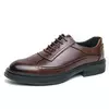 Brock de couro esculpido masculino, Estilo Britânico, Lace-Up, Plataforma, Casual, Vestido de negócios, Escritório