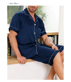 Conjunto de pijamas de manga curta masculino, camisa e shorts de botão, loungewear, roupa de dormir, verão - comprar online