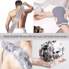Back Scrubber Bath Glove Set, Escova de chuveiro, Esfoliante Scrub, Esponja Loofah, Remoção de pele morta, Ferramentas de banho, 3Pcs Set - comprar online