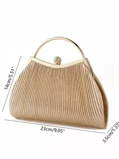 Bolsa de noite plissada para mulheres, alça superior, glitter dia clutch, jantar de casamento feminino vestida bolsa clipe de diamante, ouro - loja online