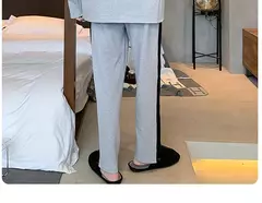 Pijama masculino com gola em o listrado, pijamas de algodão penteado, lounges plus size, outono e inverno, maduro na moda, novo, L a 6XL, 2020 na internet