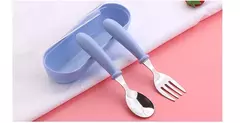 Talheres portáteis de aço inoxidável para crianças, Spoon Forks Box Utensílios de alimentação do bebê Conjunto de talheres para bebês, 3pcs - loja online